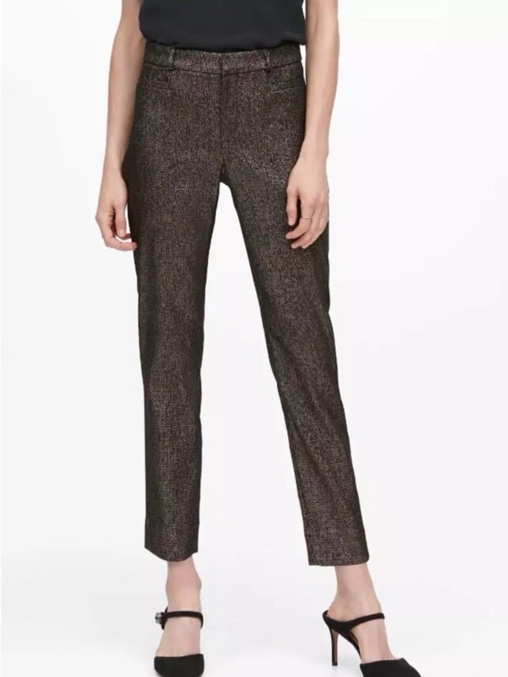 Banana Republic Sloan Fit Gold Bronze Metallic Sparkle Pants, size 6P
